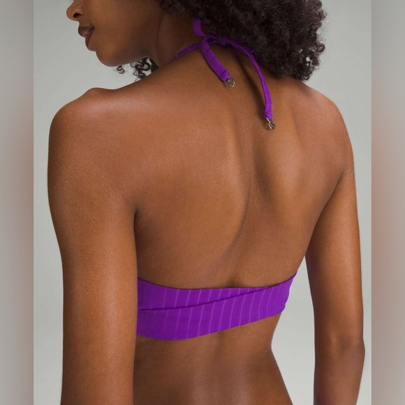 Lululemon bikini ribbed halter criss cross back top, high waisted bottoms purple - Picture 4 of 9